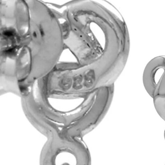 NEW Sterling Silver Genuine Pearl Drop Love Knot Earrings - Picture 2 of 2